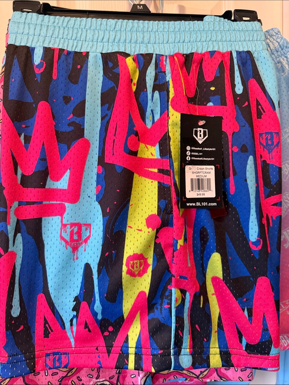 BL101 Kids Mesh Shorts in Bright Blue with Pink & Neon Accents